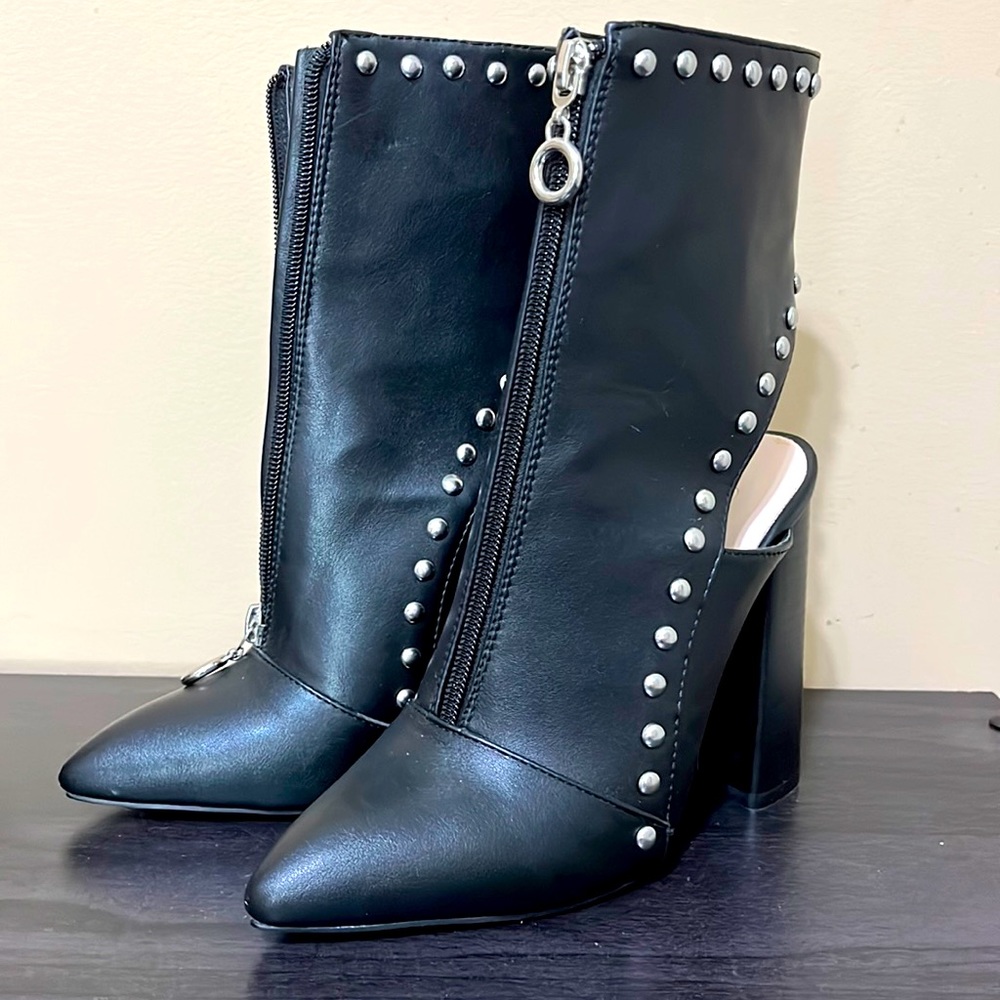 Black zip up booties